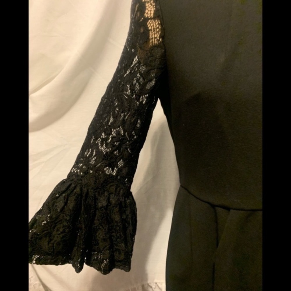 Scarlett black Dress Nwt LBD Lace sleeves with sequins size 8 modest - Picture 3 of 8